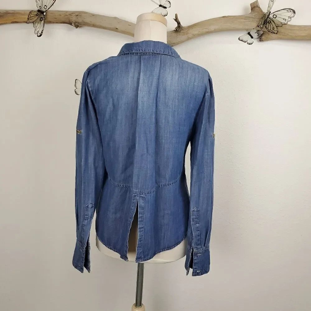 Cloth & stone blue chambray button up shirt - Picture 5 of 7